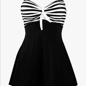 COCOSHIP Vintage Sailor Pin Up Swimsuit Retro One Piece Skirtini